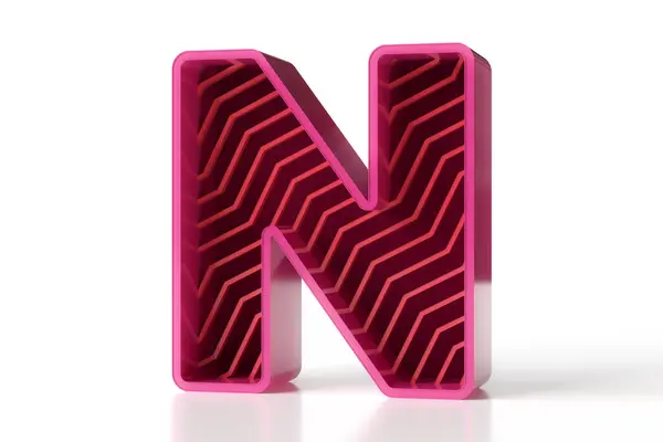 Letra Diseñada Con Patrón Línea Zigzag Color Rosa Brillante Granate —  Fotos de Stock