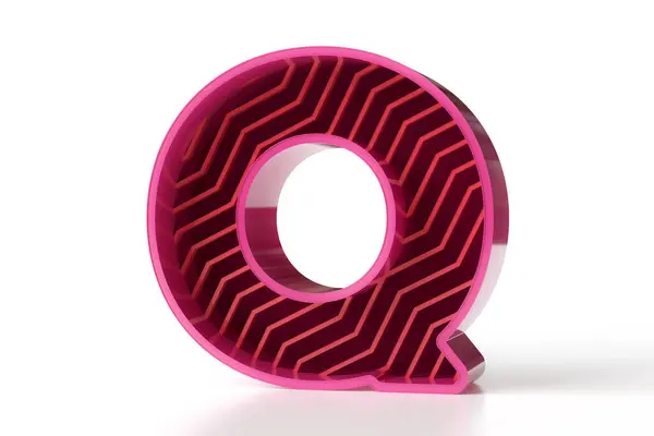 ピンクと濃い赤色の光沢のあるトーンで作られたジオメトリックレターQ 現代の創造性の様式の設計プロジェクトのために大きい3Dタイプ フェイス 高リゾリューション3Dレンダリング — ストック写真