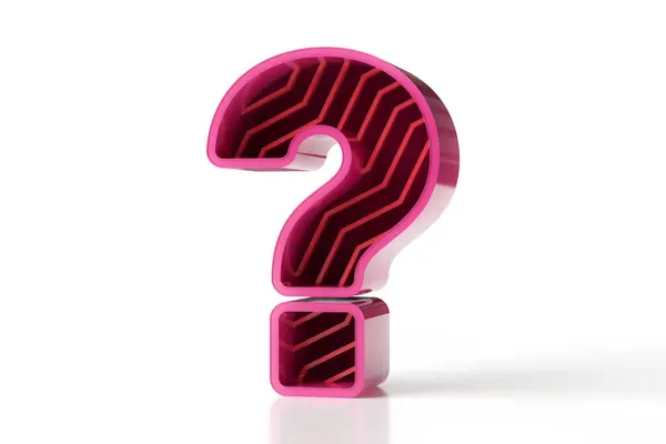 Question Mark Designed Zigzag Line Pattern Shiny Pink Garnet Colors — Stock Photo, Image