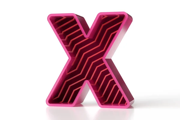 Letra Geométrica Diseñada Con Patrón Línea Zigzag Color Rosa Brillante — Foto de Stock