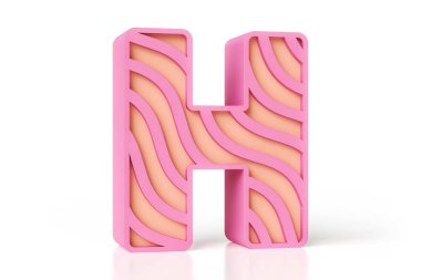 Yumuşak pembe, şeftali rengi ve dalgalı desenli H harfi. Hassas harflerin yeni akımı. Yüksek çözünürlüklü 3B görüntüleme.