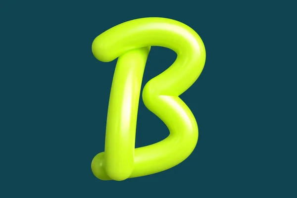 3D渲染交错字体字母B为石灰绿色 适用于印刷品 艺术品 情调板和网络广告的图形资源 高质量的3D插图 — 图库照片
