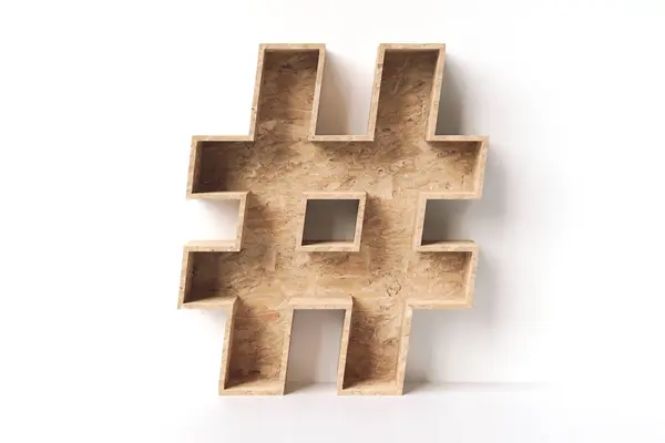 Simbolo Hashtag Legno Realizzato Con Schede Osb Riciclato Concettuale Elegante — Foto Stock