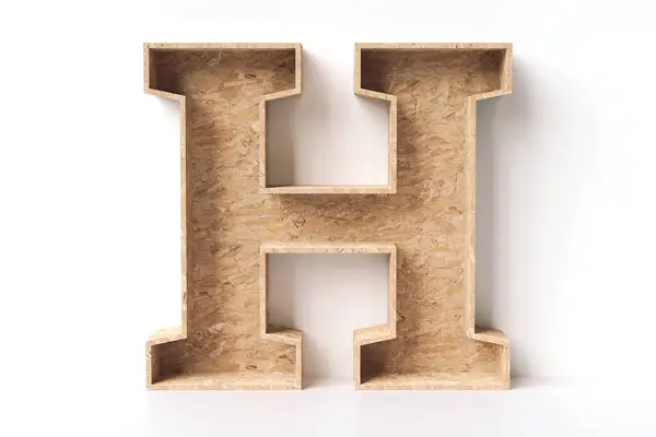 インテリアデザインのコンセプトに最適なリサイクル木製フォントレターH 高い詳細な3Dレンダリング — ストック写真