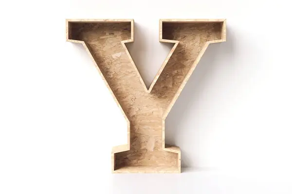 3D木材字母Y由Ob趋势木木板制成 青少年家具设计理念 高清晰度和详细的3D渲染 — 图库照片
