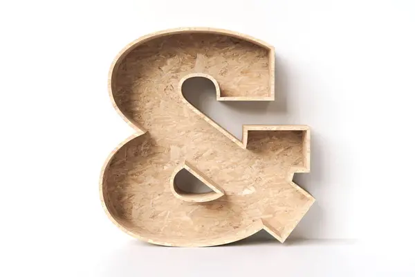 Carta Ampersand Hecha Madera Tablero Partículas Agradable Para Diseños Conceptos — Foto de Stock
