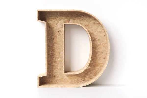 リサイクルされたOsbの木製文字アルファベットからの手紙D 家のための装飾的な設計考えか店のインテリア 高品質の3Dレンダリング — ストック写真