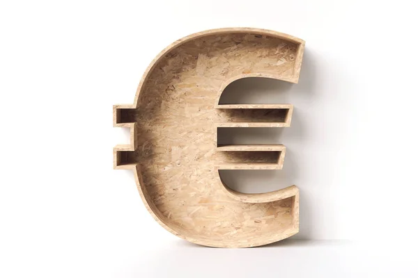 Sinal Madeira Forma Euro Com Tábuas Recicladas Osb Design Interiores — Fotografia de Stock