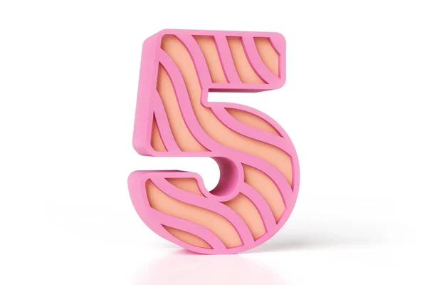 Lettertype Perzikkleurige Roze Matte Plasticine Stijl Met Golfpatroon Nummer Ontworpen — Stockfoto