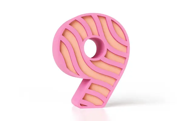 Number Made Pink Outline Peachy Pastel Wavy Pattern High Quality — Stock Photo, Image