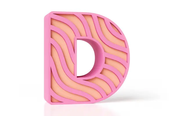 3Dピンクの重いラインと桃色のインテリアカラーで作られたクリーミーなフォントレターD 高精細3Dレンダリング — ストック写真