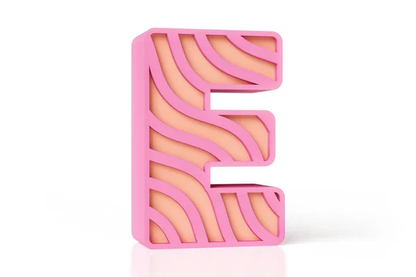 ラインフォント文字E 3Dはピンクと桃色の柔らかい色で設計されています 高品質の3Dレンダリング — ストック写真