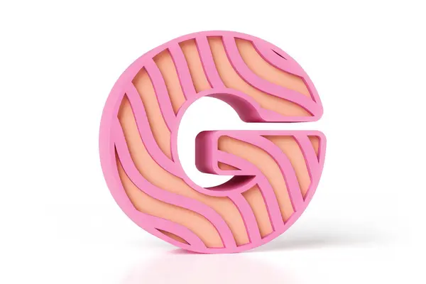 ピンクとクリーミーなパステルカラーで作られたWavyスタイルのフォント文字G 高精細3Dレンダリング — ストック写真