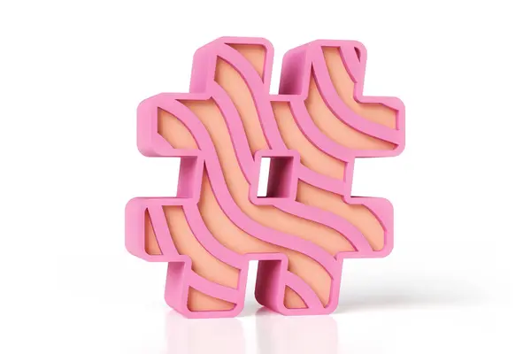 ピンクと桃色の組み合わせで作られた甘くてかわいい創造的なハッシュタグシンボル 高精細3Dレンダリング — ストック写真