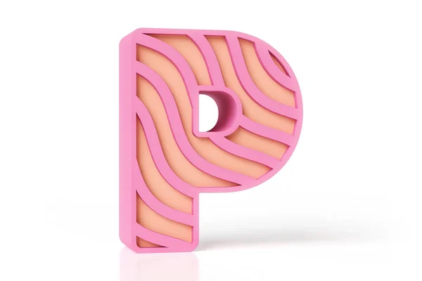 繊細なピンクとクリーミーな柔らかいカラーで作られたベビーケアスタイルのタイポグラフィ3D文字P 高品質の3Dレンダリング — ストック写真