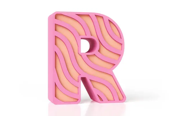 子供フォントレターRデザインピンクと桃色のスキーム 波形で作られた3Dタイポグラフィ 高リゾリューション3Dレンダリング — ストック写真