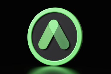 Çapa Protokolü şifreleme simgesi 3D simgesi siyah bir arkaplanda izole edildi. Yüksek kalite 3B görüntüleme.