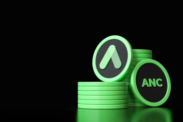 Stacks Anchor Protocol Tokens Isolated Black Background Anc Ticker Text — Stock Photo, Image