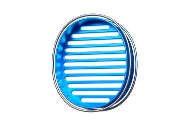 Metalik mavi yazı tipi 3D numarası 0. Başlıklar, reklam başlıkları ve göz alıcı metinler yaratmak için güzel bir tipografi. Yüksek kalite 3B görüntüleme.