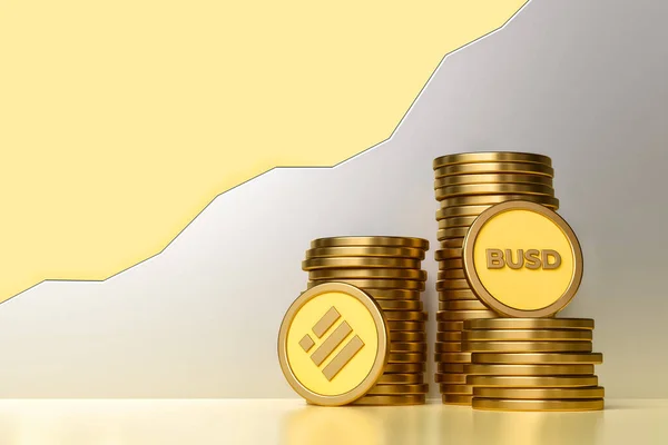 Busd Binance Usd Stablecoins Stacked Front Uptrend Tendency Line Design — Stock Photo, Image