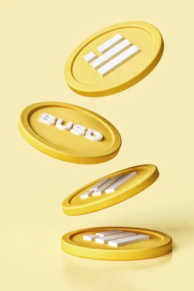 Binance Usd Busd Stablecoin Tokens Falling Surface Design Suitable Digital — Stock Photo, Image