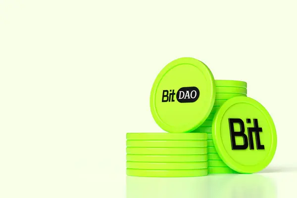 Bit Bitdao Pilhas Moedas Fichas Com Logotipo Ticker Design Ilustrativo — Fotografia de Stock