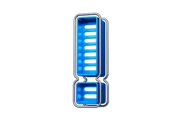 Silvery Azul Neon Fonte Ponto Exclamação Bela Tipografia Para Criar — Fotografia de Stock