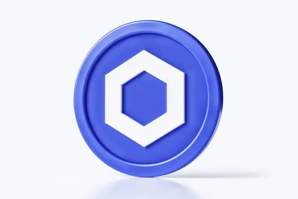 Chainlink Coin Token Icon Blue White Colors Isolated White Background — Stock Photo, Image