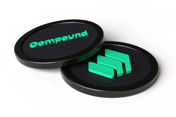 Compound Cryptocurrency Tokens Displaying Logotype Name High Resolution Rendering — Stock Photo, Image
