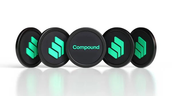 Set Compound Crypto Coins Seen Several Different Angles Illustrative Design — Stock Photo, Image