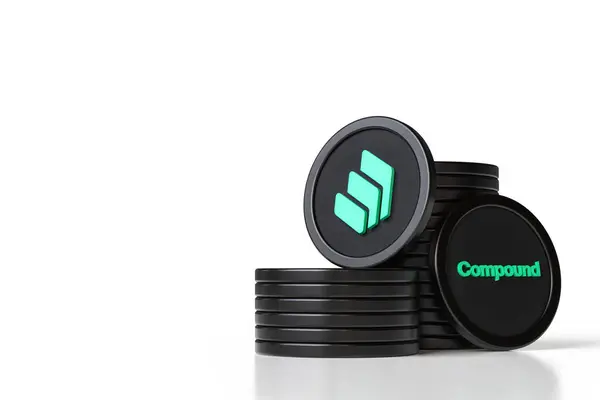 Stacks Compound Crypto Tokens Corporate Black Green Color Combination Isolated — Stock Photo, Image