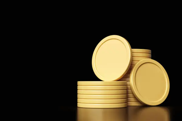 Münzstapel Und Leere Münzen Mattgoldener Farbe Illustration Geeignet Für Konzeptdesign — Stockfoto
