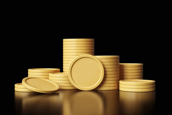 Mock Von Goldmünzstapeln Die Sich Für Kryptowährungen Und Bankenprojekte Eignen — Stockfoto