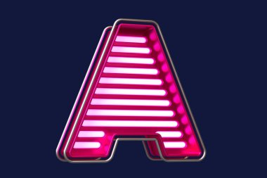 Neon yazı tipi A harfi krom ve pembe. Başlıklar, reklam başlıkları ve göz alıcı metinler tasarlamak için güzel yazı karakteri. Yüksek kalite 3B görüntüleme