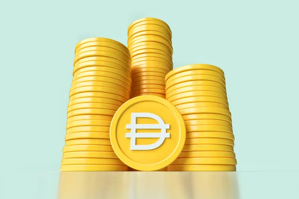 Stacks Dai Stable Crypto Coins Seen Low Perspective Suitable Digital — Stock Photo, Image