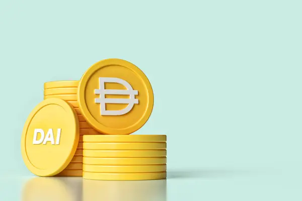Two Stacks Dai Stablecoin Cryptocurrencies Showing Symbol Ticker Abbreviation High — Stock Photo, Image