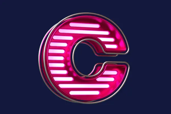 Chrome Pink Neons Font Striped Letter Bela Tipografia Para Compor — Fotografia de Stock