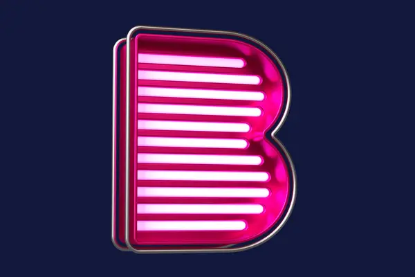 带有斜体的金属显示字体字母B为粉红色 用闪烁的字母来创建标题 广告标题和醒目的文字 高质量3D渲染 — 图库照片