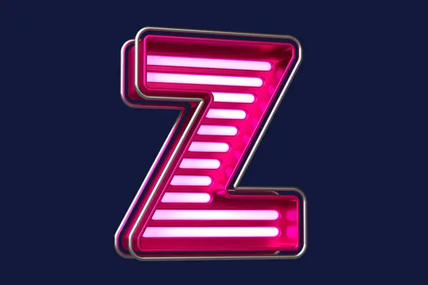 铬和粉红霓虹灯字体字母Z构图 广告标题和引人入胜的文字的漂亮字体 高质量3D渲染 — 图库照片