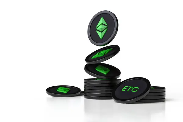 Ethereum Classic Etc Cryptocurrency Motion Forming Stacks Graphic Resource Suitable — Stock Photo, Image