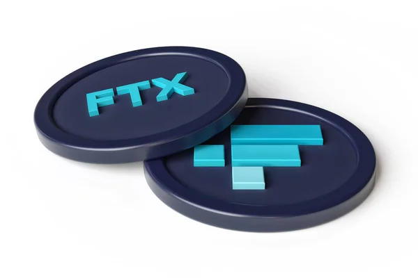 Ftx Cryptocurrency Tokens Displaying Logo Name Lying White Surface Nice — Stock Photo, Image