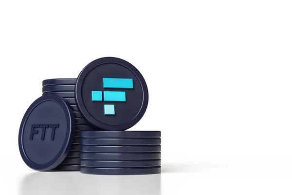 Stacks Ftx Cryptocurrency Coins Displaying Symbol Ftt Ticker Illustration Suitable — Stock Photo, Image