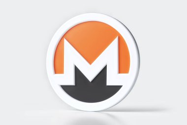 Monero şifreli para birimi simgesi. Tarafsız gri arkaplanda 3 boyutlu simge izole edilmiş. Yüksek kalite 3B görüntüleme.
