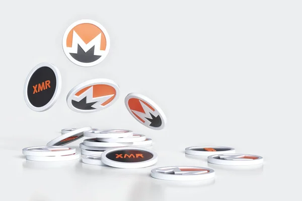 ロゴとティッカーを表示するXmr Moneroコインスタックとトークンのセット 仮想通貨やアルトコインのコンセプトに適したイラストデザイン 高品質の3Dレンダリング — ストック写真