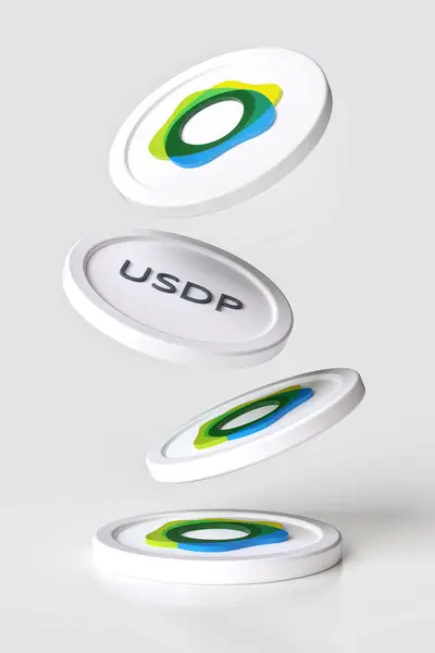 Pax Dollar Usdp Stablecoin Tokens Falling White Surface Design Suitable — Stock Photo, Image