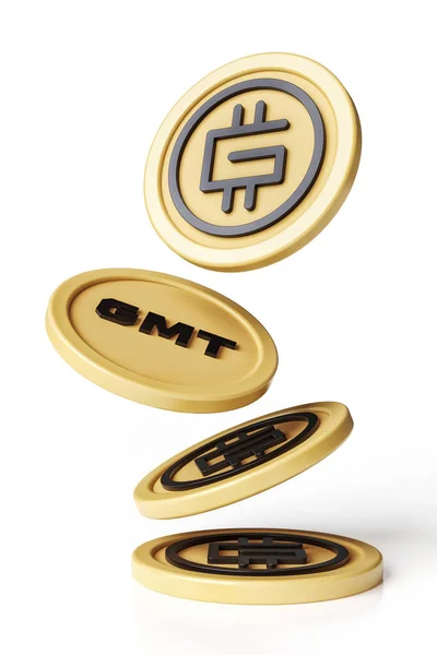 Set Stepn Gmt Governance Crypto Tokens Falling White Surface Design — Stock Photo, Image