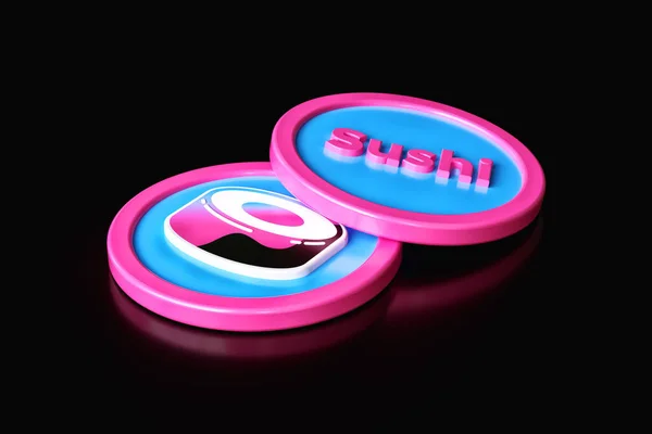 Sushiswap Defi Crypto Currency Tokens Displaying Logo Ticker Text Abbreviation — Stock Photo, Image