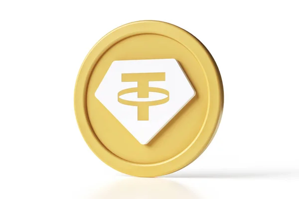 Tether Gold Xaut Token Cores Brancas Douradas Alta Qualidade Renderização — Fotografia de Stock