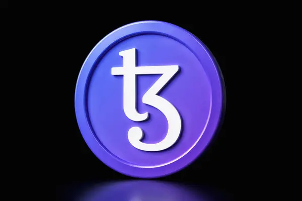 Tezos Xtz Cryptocurrency Token Icon Isolated Black Background High Quality — Stock Photo, Image