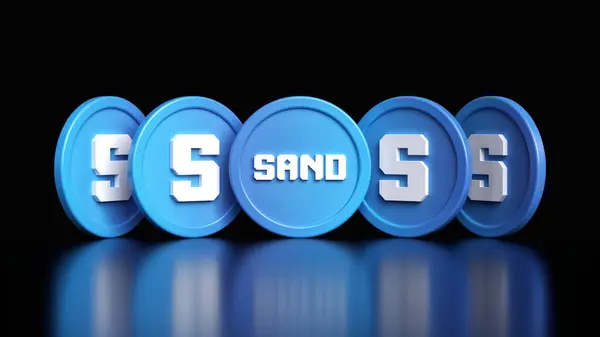 Sandbox Game Tokens Seen Several Different Angles Black Background Illustrative — Stock Photo, Image
